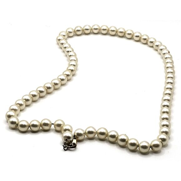 Vintage 50s Hollywood Simulated Pearl Choker Collar Necklace 19.5in - Picture 2 of 3